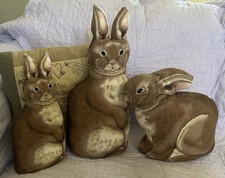Vintage Rabbits Bunnies Stuffed Pillows Figurines Handmade Cloth picture