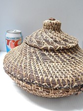 GIANT XLARGE VINTAGE ALABAMA - COUSHATTA LIDDED INDIAN BASKET MUSEUM GRADE picture