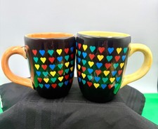 Beautiful Set of San Francisco Black Multi-color Hearts coffee mugs picture
