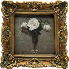 4X4 Vintage Picture Frame, Bronze Gold Square Photo Frame Wall Decor picture