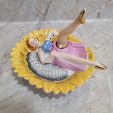 Vintage 1950s Naughty Nodder Ashtray Pinup Lady Leg Moves Sunflower Pink As-Is picture