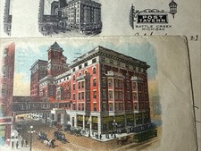 1929 POST TAVERN Hotel Battle Creek MI 3 Letters w Color Envelope HALLOWELL ME picture