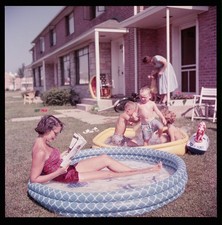 Park Forest Illinois 1954 Mother Children Inflatable Pool Suburban Life picture