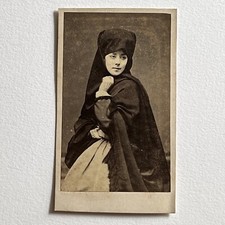 Antique CDV Photograph Beautiful Mysterious Veiled Woman Tapada Limeña Lima Peru picture