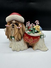 Danbury Mint Christmas SHIH TZU Santa Dog Large Figure Candy Canes RARE picture