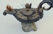 Antique Victorian Figural CIGAR Lighter Aladdin Lamp Head Ornate Detailing picture