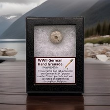 WW11 German Hand Grenade Ceramic Pull Tab (M24 Potato Masher) In Display W/ COA  picture