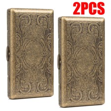 2PCS Bronze Metal Cigarette Case Holder Box for King Size or 20's Cigarettes picture