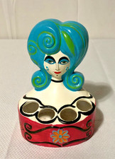 RARE Paper Mache Paul Marshall 1960s Lipstick Holder/Blue Hair Lady Head Bust picture