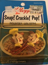 Vtg 1984 Kelloggs Snap Crackle Pop Ponytail Holders 2 Packs NOS Rice Krispies picture