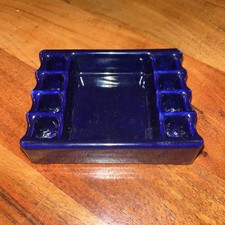 VINTAGE 1937 SNUF-A-RETTE COBALT BLUE ASHTRAY EXC picture