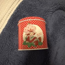 Vintage American Greetings Strawberry Shortcake Canister 3.5 Inch Tin With Lid picture