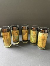 Vintage 1960's Vue-lon Ware Highball Glasses By Litho-Glass Inc 6.25