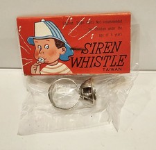 SIREN WHISTLE METAL RING FIREMAN DIME STORE 1960s ORIGINAL IN PACKAGE picture