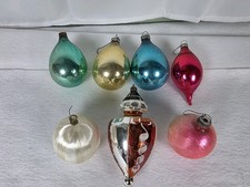 7 Vintage Shiny Brite Glass Christmas Ornaments Variety Lot Teardrop Finial  picture