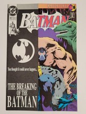 Batman #497 DC 1993 NM 9.4 Bane Breaks Batman Variant cover w/card stock overlay picture