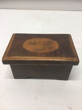 Small Antique 1800’s American Inlay Cherrywood Hinged Box 5” x 3” x 2.75” Cute picture