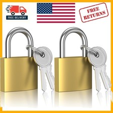 Secure Your Valuables: 2 Pcs Gold Keyed Padlocks 32mm for Travel & Gym picture