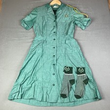Vintage Official Girl Scouts Green Uniform Dress Short Sleeve & Socks 1960’s picture