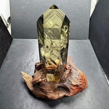 2.27LB Natural Citrine Quartz Obelisk Energy Crystal Tower Point Reiki +Stand picture