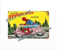 1967 AMAZING  SCOOTER MARX FRICTION TOY metal tin sign wall  bedroom picture