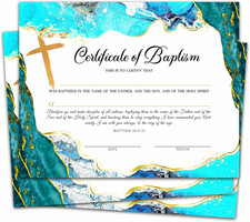 Baptism Certificates for Church, Gold Foil Cross Baby Dedication Certificates wi picture