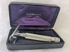 Vintage 1930s Barbasol Floating Head Safety Razor Set w/ Original Case USA Metal picture