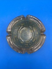 Vtg 1970s Anchor Hocking Soreno 6 1/4” Amber Round Ashtray Ripple Glass picture