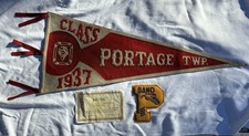 Vintage 1937 Portage Twp PA Felt Pennant 1942 High School Band Patch Certificate picture