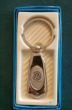 New Genuine Volkswagen / VW Chrome Metal Rectangle Key Chain - Great Gift picture
