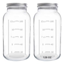 128 oz Mason Jars Extra Wide Mouth 2 Pack, 1 Gallon Glass Large Jars with picture