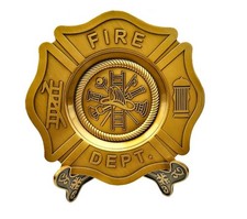 Firefighter Maltese Cross Display Plaque – 5.5-Inch Fire Department Emblem  picture