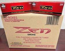 Zen Red King Size Full Regular Cigarette Tubes 40 Box Case picture