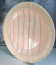 Large VTG  Roy Hamilton Studio Art Pottery Charger ~ Pink & White ~ 14