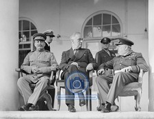 STALIN ROOSEVELT CHURCHILL TEHERAN CONFERENCE 1943 8.5X11 PHOTO picture