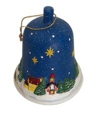 Vintage 1986-1996 Village Square Christmas Winter Bell Ceramic 3.5 Inch picture
