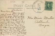 RPPC Postcard Cantara Ca Siskiyou County DPO IV Logging Camp Note of Typhoid picture