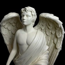 AngelStar Guardian Angel Noble Presence 9” Alabaster Statue Christmas Religious picture