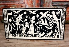 Olinalá Day of the Dead Lacquer Box Handmade Family Waling Dogs Mexican Folk Art picture