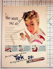 Vintage Tek Johnson & Johnson Toothbrush Ad 1950s Dental Hygiene Ephemera picture