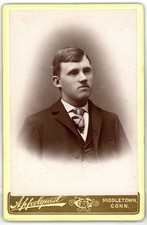 Antique Cabinet Card Circa 1890s S. Ericsson Handsome Man Middletown CT picture
