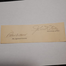 John W. Weeks Secretary of War Clipped Signature 1920's Massachusetts Senator picture