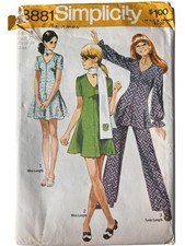 Vtg 1971 Simplicity Sewing Pattern 8881 Mini-Dress or Tunic, Pants, Scarf Sz 10 picture