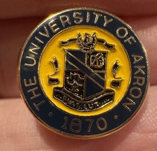 University Of Akron Ohio Lapel Hat Tie Pin  1870 Established Gold Tone Crest picture
