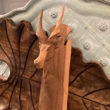 Hand Carved Wood Gazelle Antelope Wall Art Sculpture Mid Century Modern Kenya picture