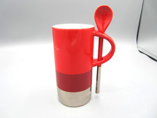 Starbucks 2 Tone Red, Silver, Verisom  Coffee Tea Mug, w/Spoon 8 oz 2014 (17) picture
