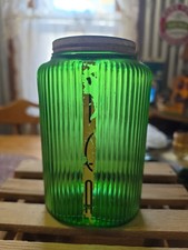 Vintage Deco Owens-Illinois Forest Green Ovoid Flour Canister c.1930 picture