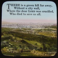 Glass Magic Lantern Slide THERE IS A GREEN HILL FAR AWAY NO1 C1910 DRAWING  picture