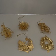 Danbury Mint Annual Gold Christmas Ornaments 2003, 2007, 2018, 2020, 2021 picture