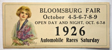 Fair 1926 Bloomsburg Pennsylvania Promotional Advertisement Automobile Races picture